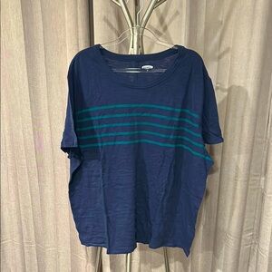 Old Navy Navy Blue Crewneck‎  striped Tee NWT
Pit to pit 27 inches.